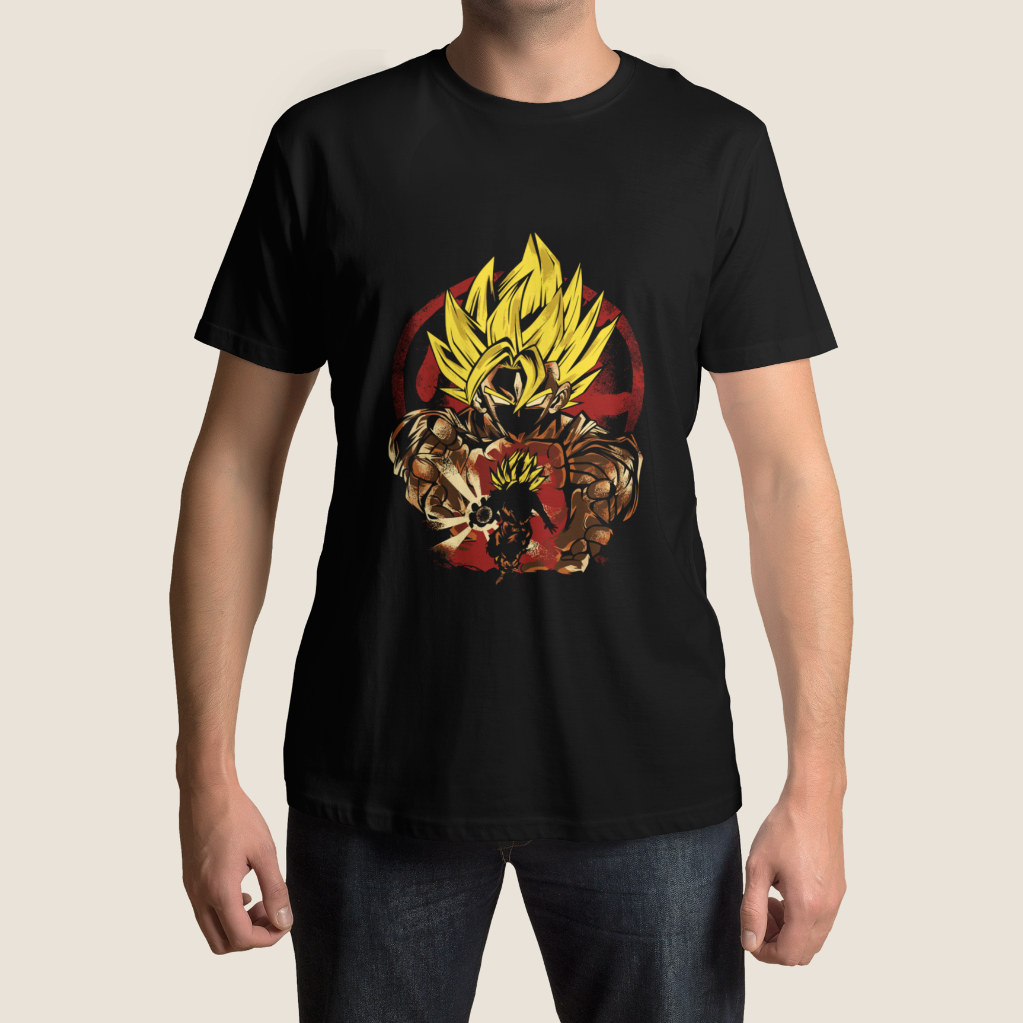 T-shirt Dragon Ball "Shadow Warriors" - Goku & Gohan Super Saiyajin Imagem principal do produto