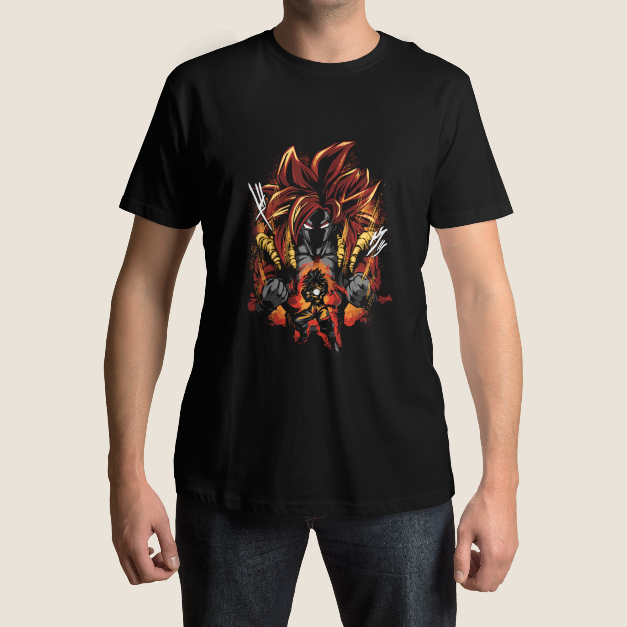 T-shirt Dragon Ball "Shadow Warriors" - Gogeta Super Saiyajin 4 Imagem principal do produto