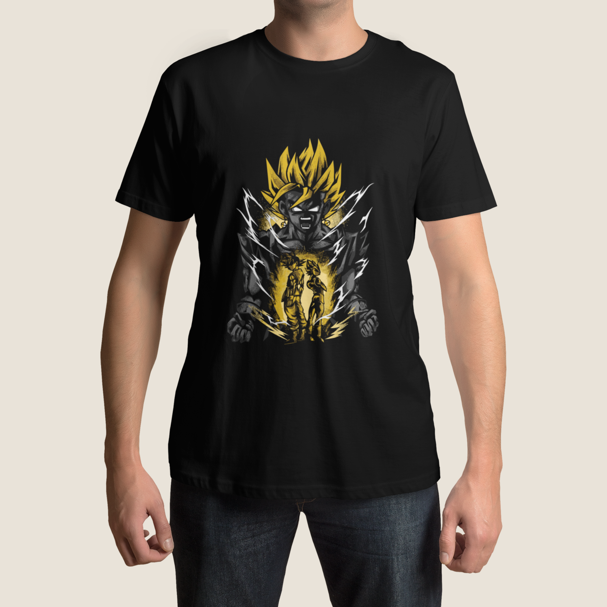 T-shirt Dragon Ball "Shadow Warriors" - Vegito Super Saiyajin Imagem principal do produto